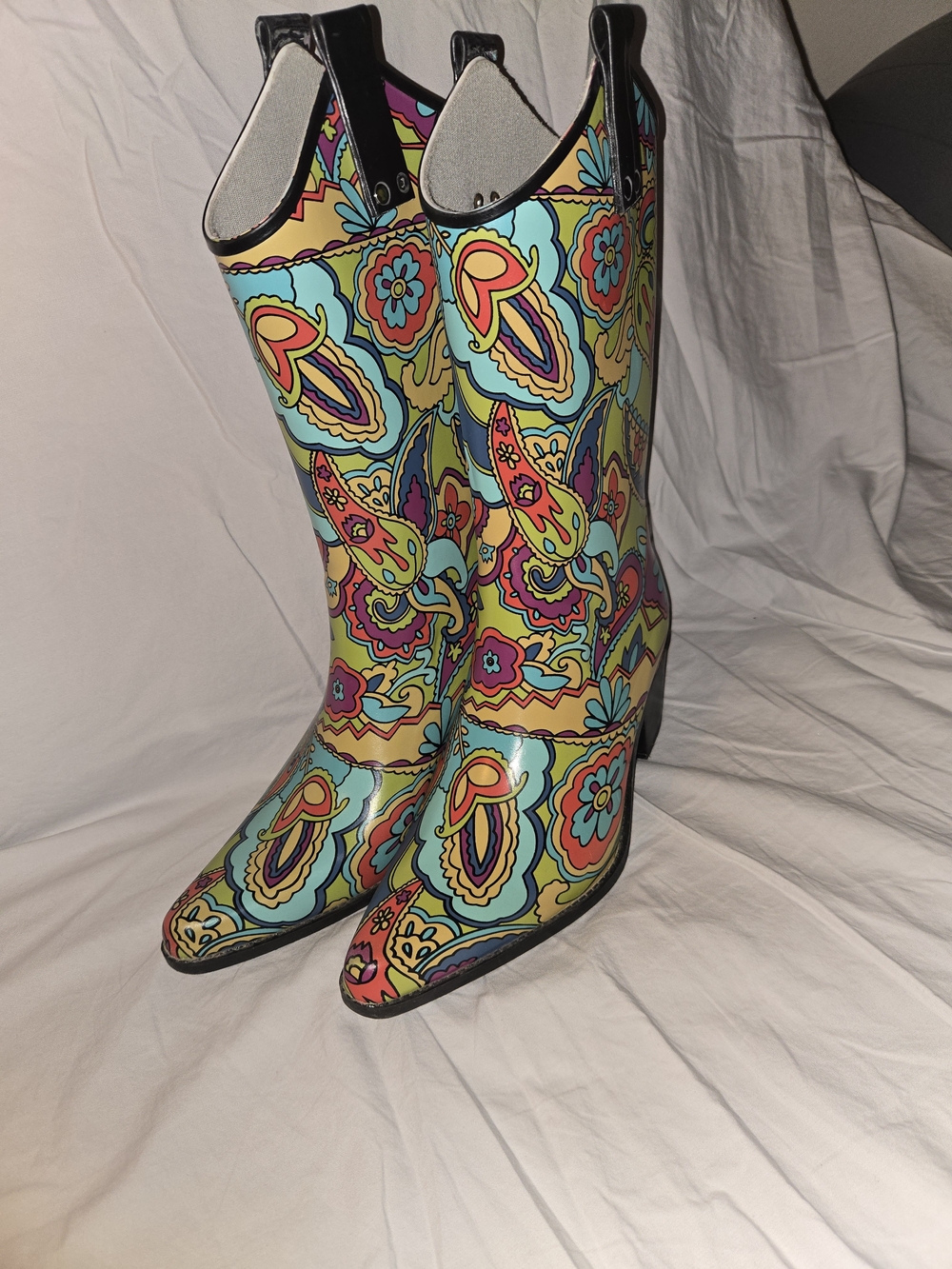 Nomad Yippy Psychedelic Paisley Western Rain Boots
